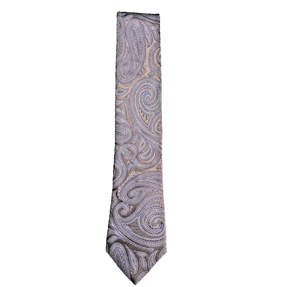 Michael Kors Gold and Blue Paisley Necktie - Picture 2 of 4